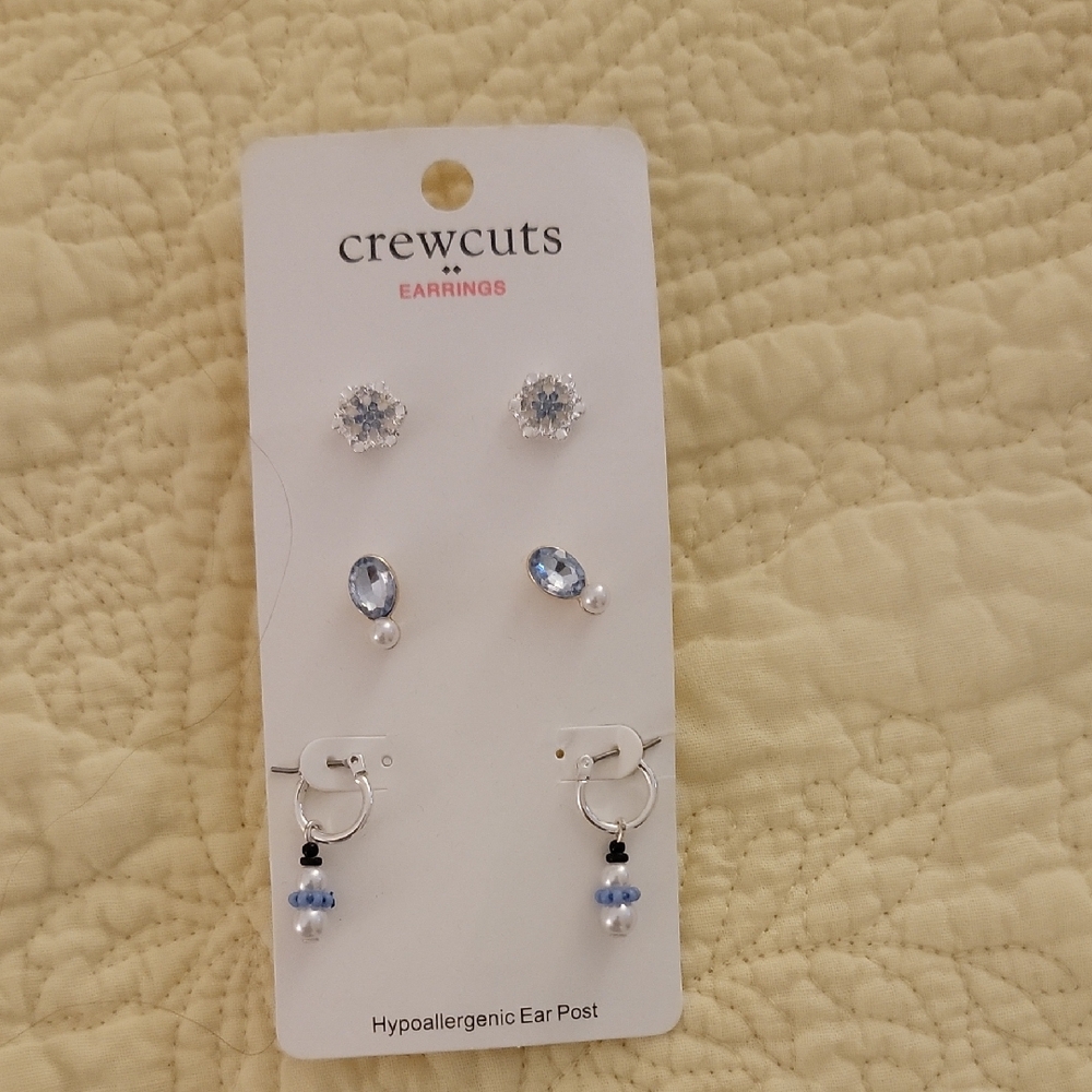 Crewcuts Silver and Blue Earrings Set